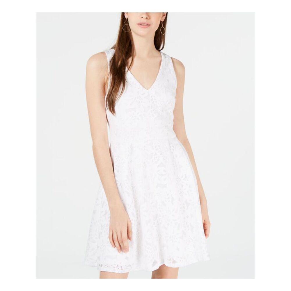 NWT CRYSTAL DOLLS Womens Fit + Flare Short Dress White Sleeveless Juniors 7